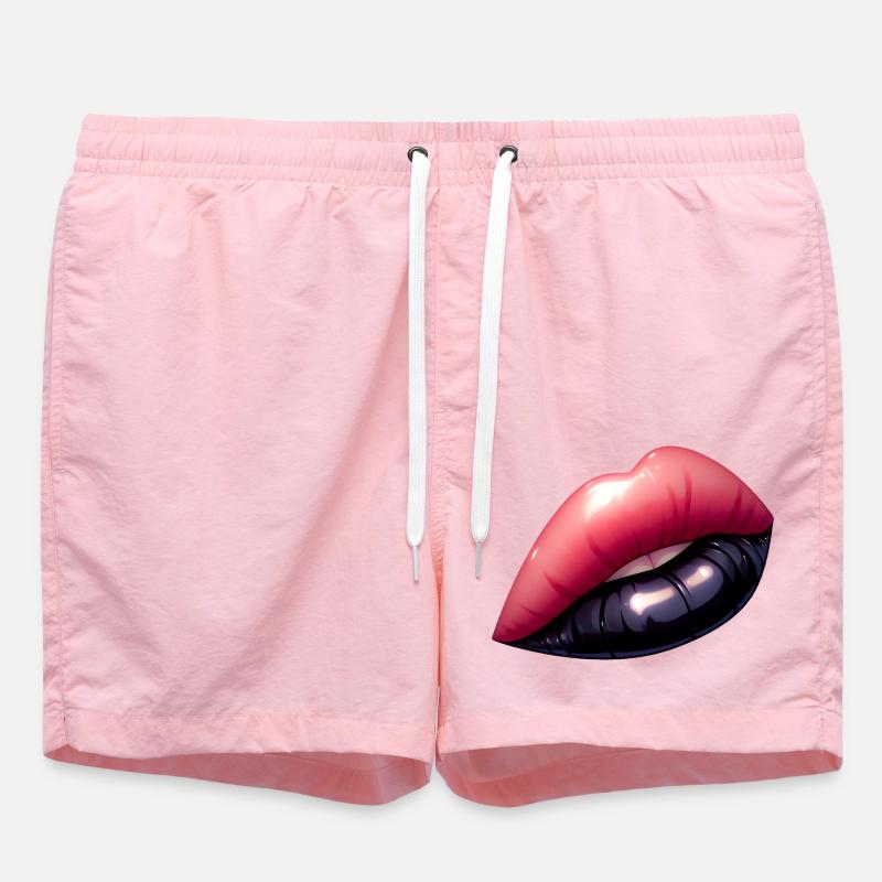 Black lips, mesmerizing charm. - Swim Trunks - pink