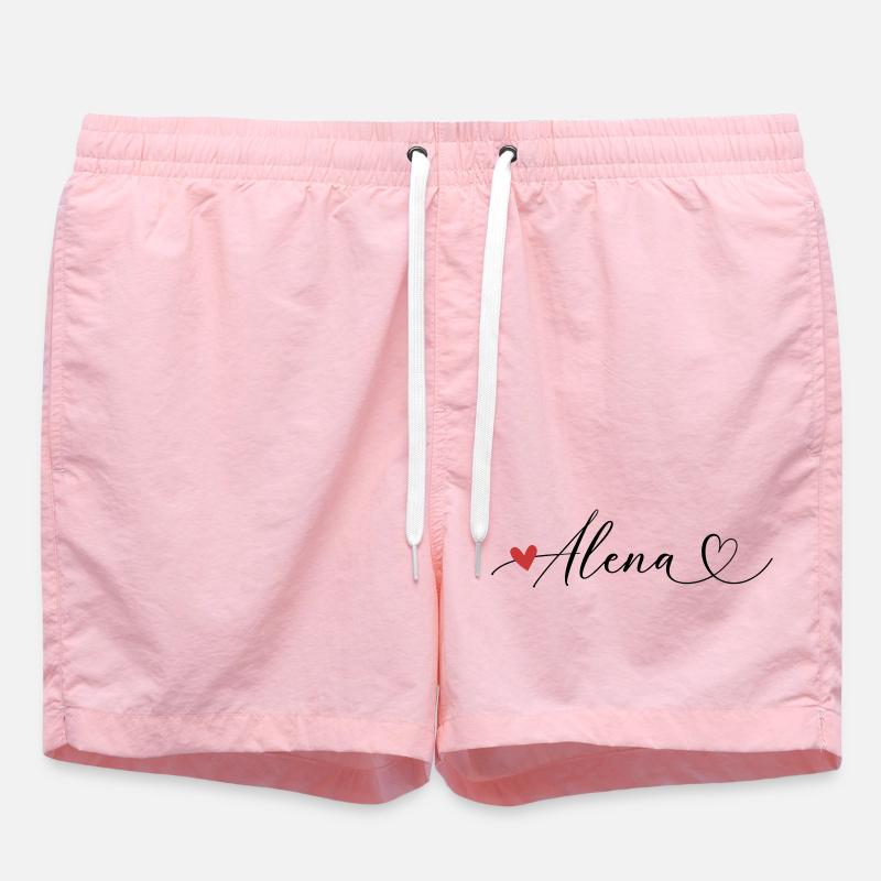 Alena Nom Prénom Calligraphie coeur - Short de bain - rose