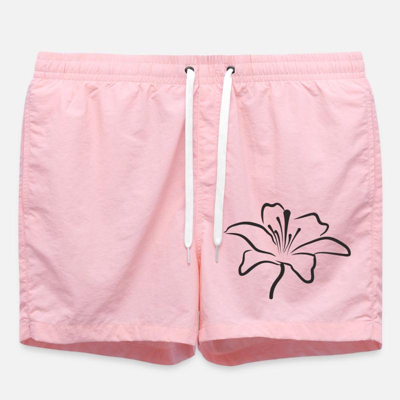Bloomyvitae - Blüte - schwarz - Badeshorts - Pink