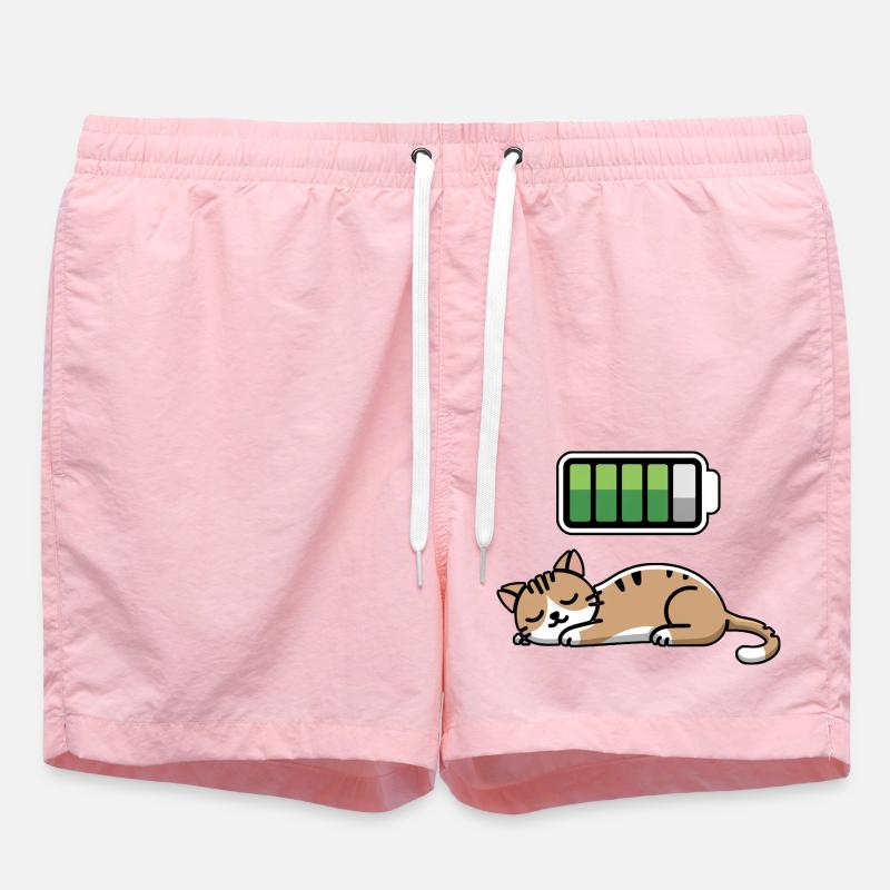 Cat Sleeping Recharging Night Bedtime - Badeshorts - Pink