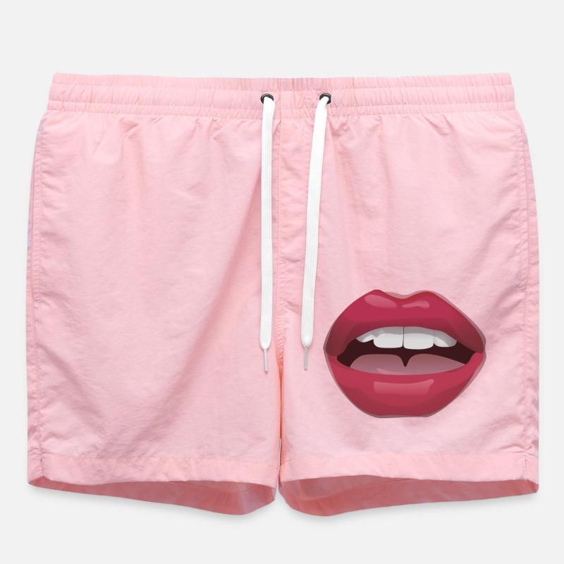 Red lips with teeth - Swim Trunks - pink