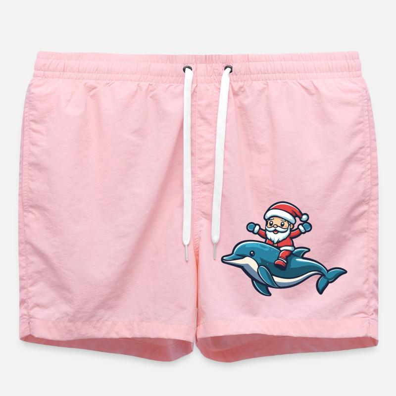 Dolphin Santa Claus - Swim Trunks - pink