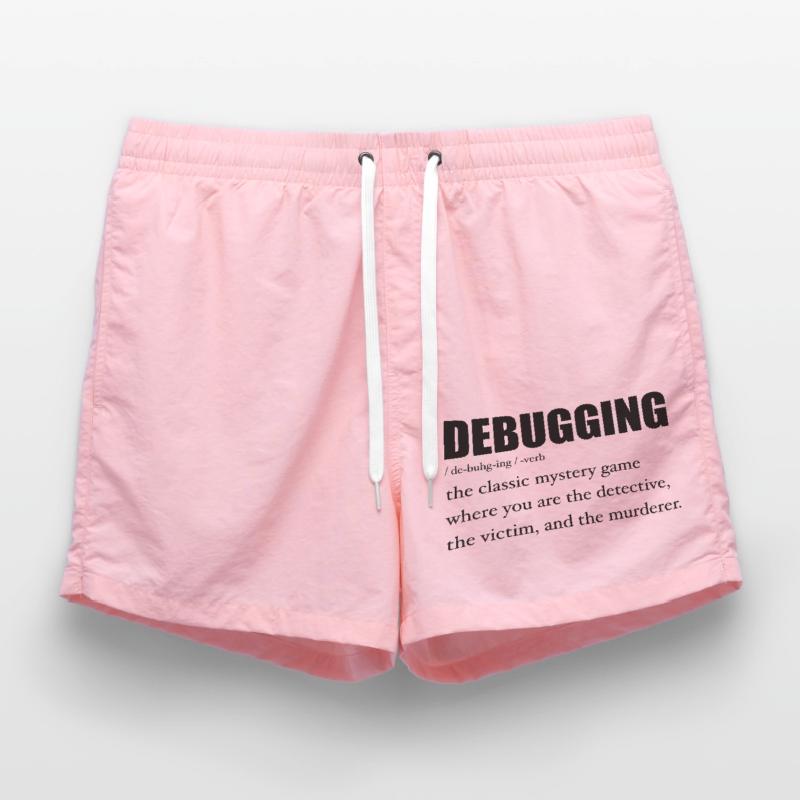 Programmer Debugging Definition Funny IT Developer Swim Trunks