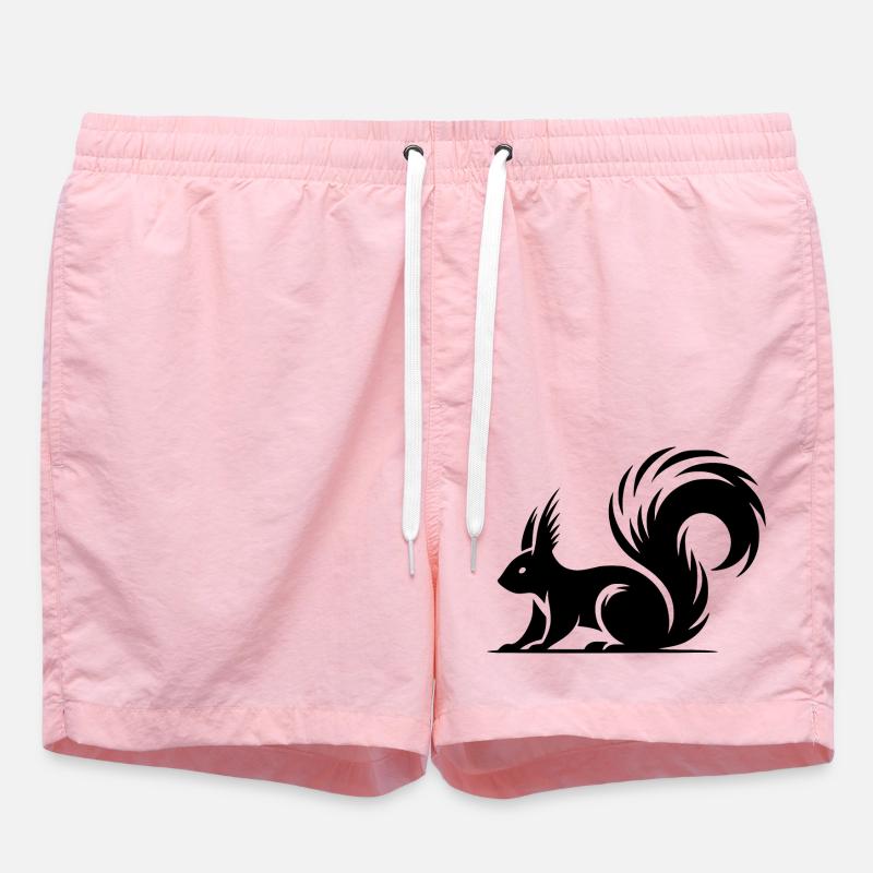 Swift Squirrel Ink Style Drawing - Swim Trunks - pink