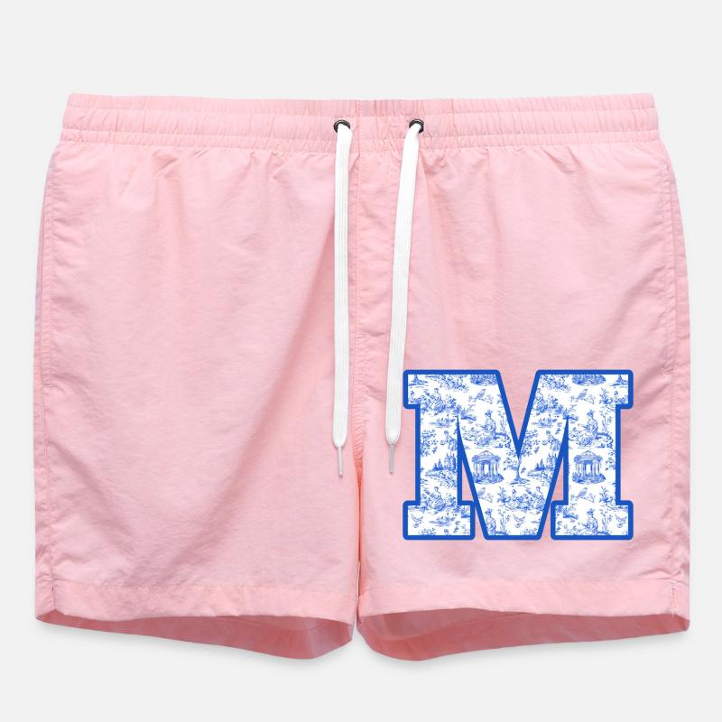 Lettre m chinoiserie bleu - Short de bain - rose