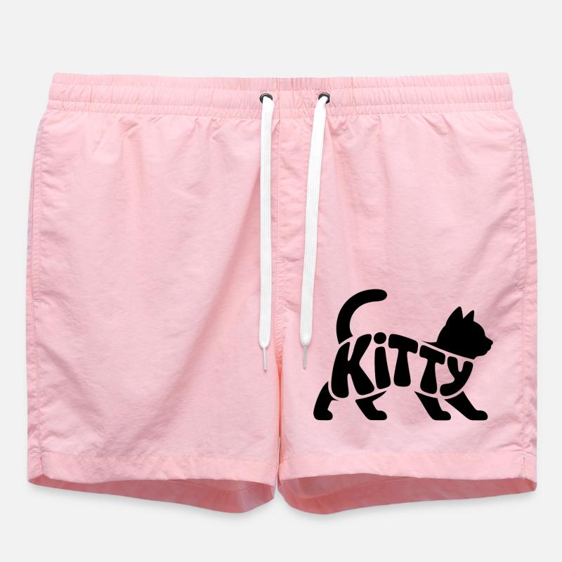 Kitty - Cute Pet Cat Design - Swim Trunks - pink