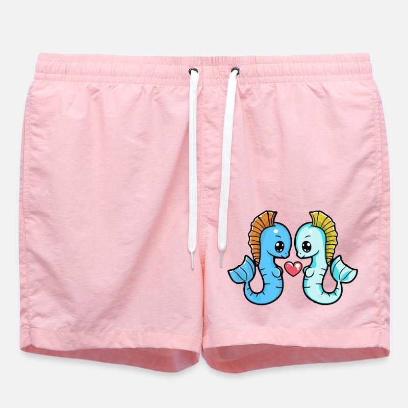 Hippocampe Couple Saint-Valentin - Short de bain - rose