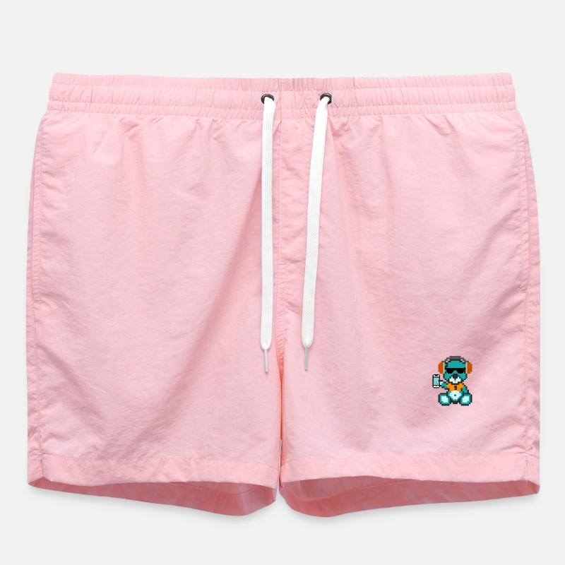 Pixel Bear Geek - Short de bain - rose