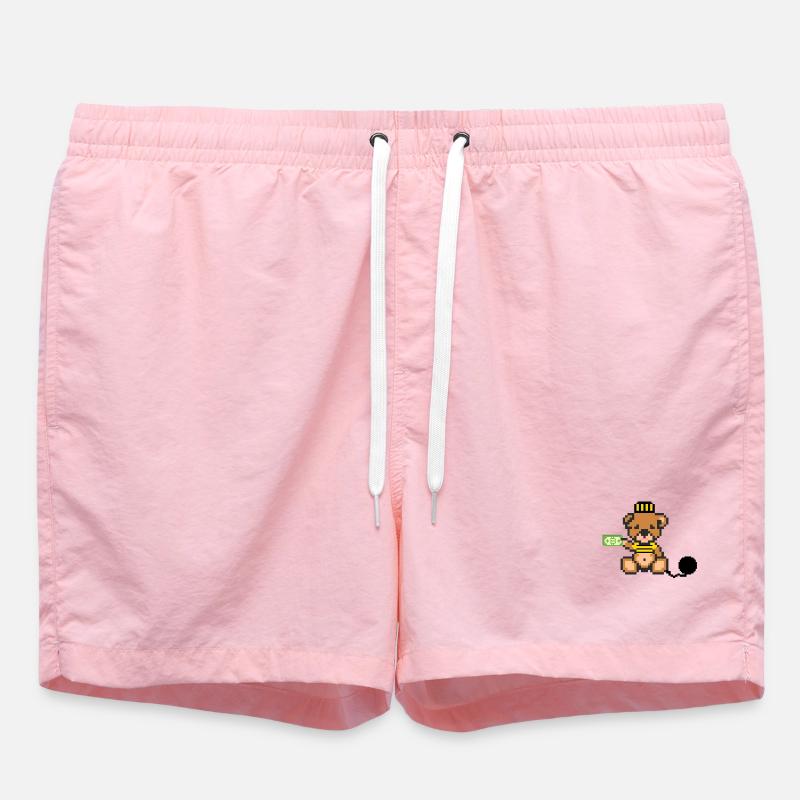 Pixel Bear Prisoner - Swim Trunks - pink