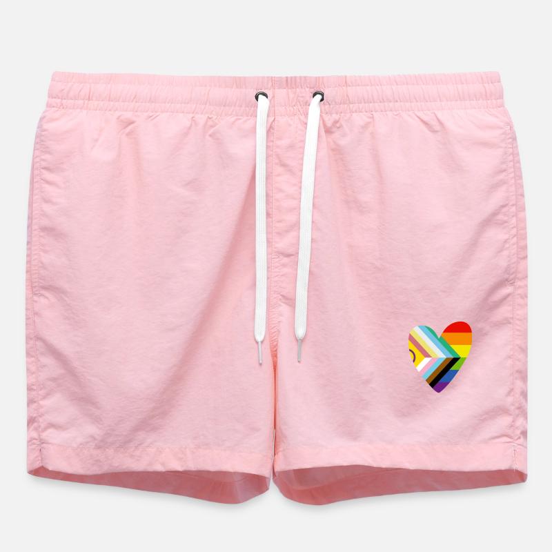 🌈 Cœur – Drapeau Progrès, Fierté & Handicap - Short de bain - rose