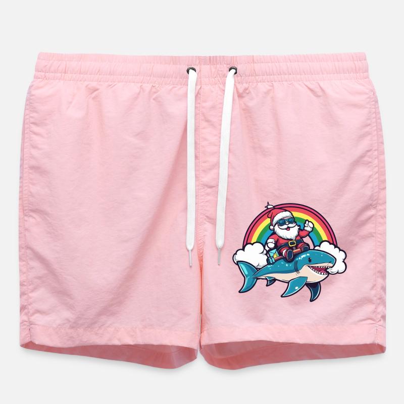 Requin Père Noël Arc-en-ciel - Short de bain - rose