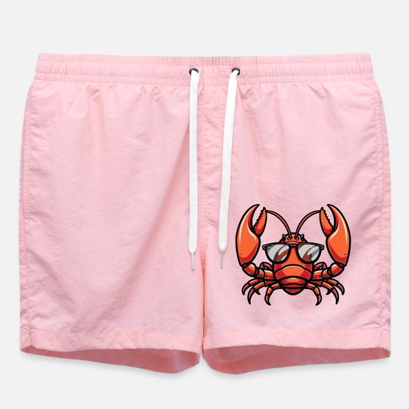 Lobster Crab Comic Cool - Swim Trunks - pink