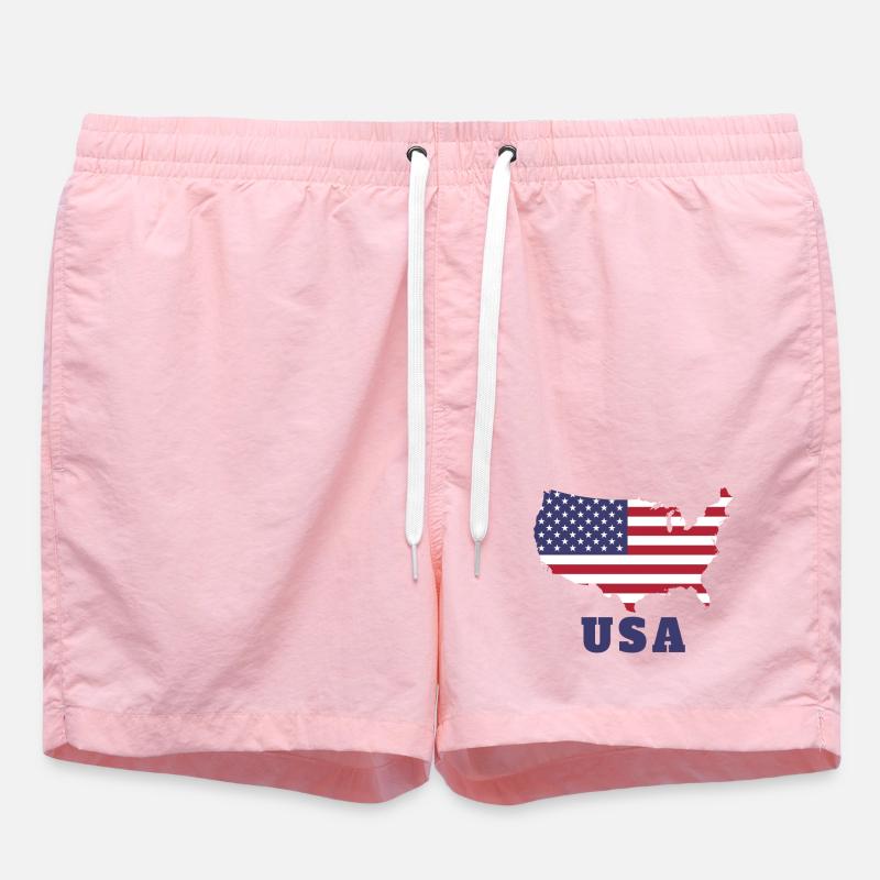 Drapeau Silhouette États-Unis - Short de bain - rose