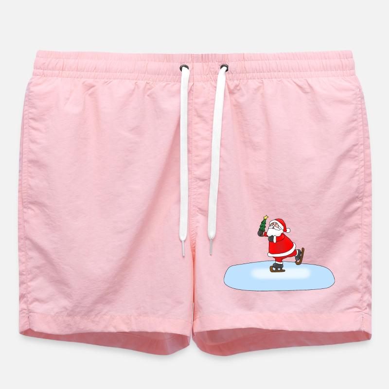 Weihnachtsmann Schlittschuhlaufend - Badeshorts - Pink