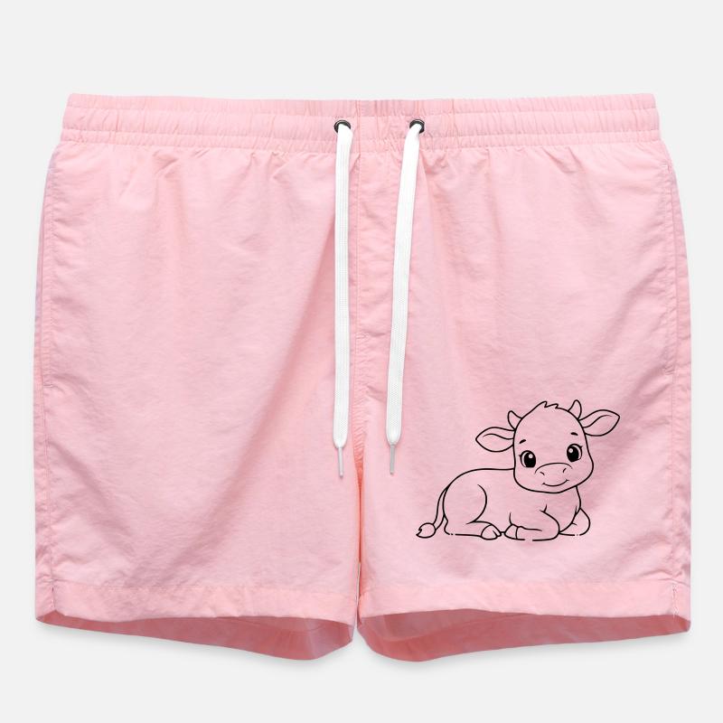 Silhouette du bébé vache veau allongée - Short de bain - rose