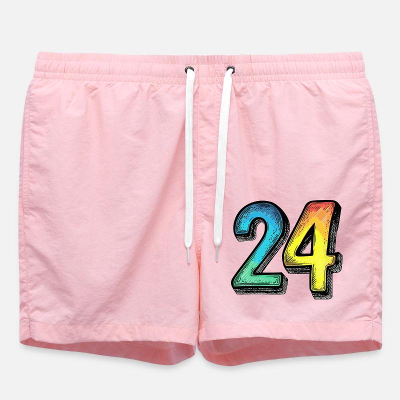 24 Symbole numérique - Short de bain - rose