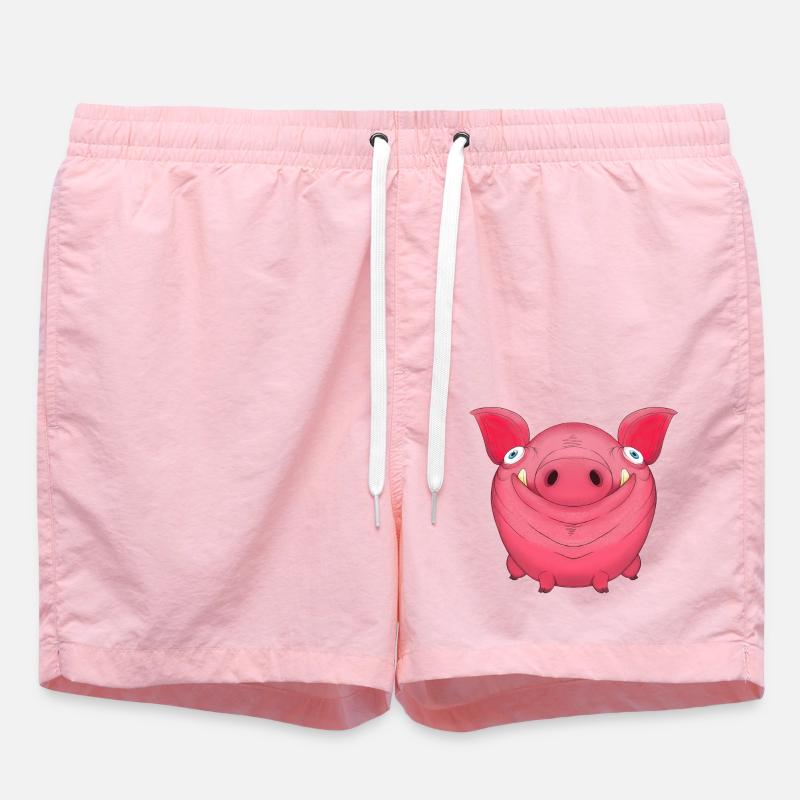 Mignon rond dessin animé cochon - Short de bain - rose