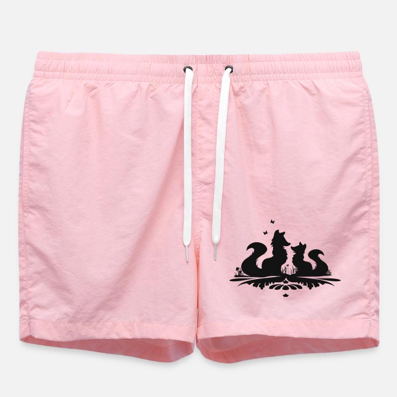 Silhouette de deux renards mignons - Short de bain - rose
