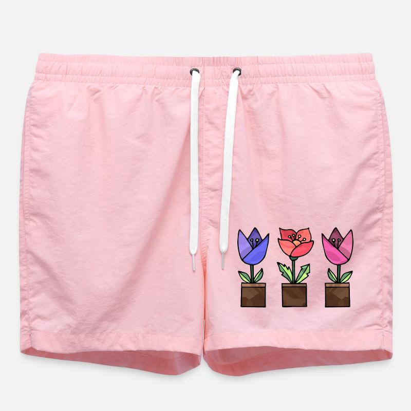 Flowers - Swim Trunks - pink