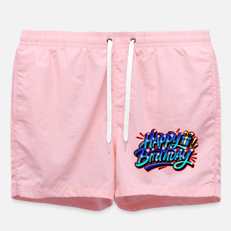 Graffiti Joyeux Anniversaire BLEU ROUGE - Short de bain - rose