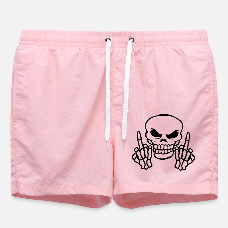 Evil skull showing middle finger - Swim Trunks - pink