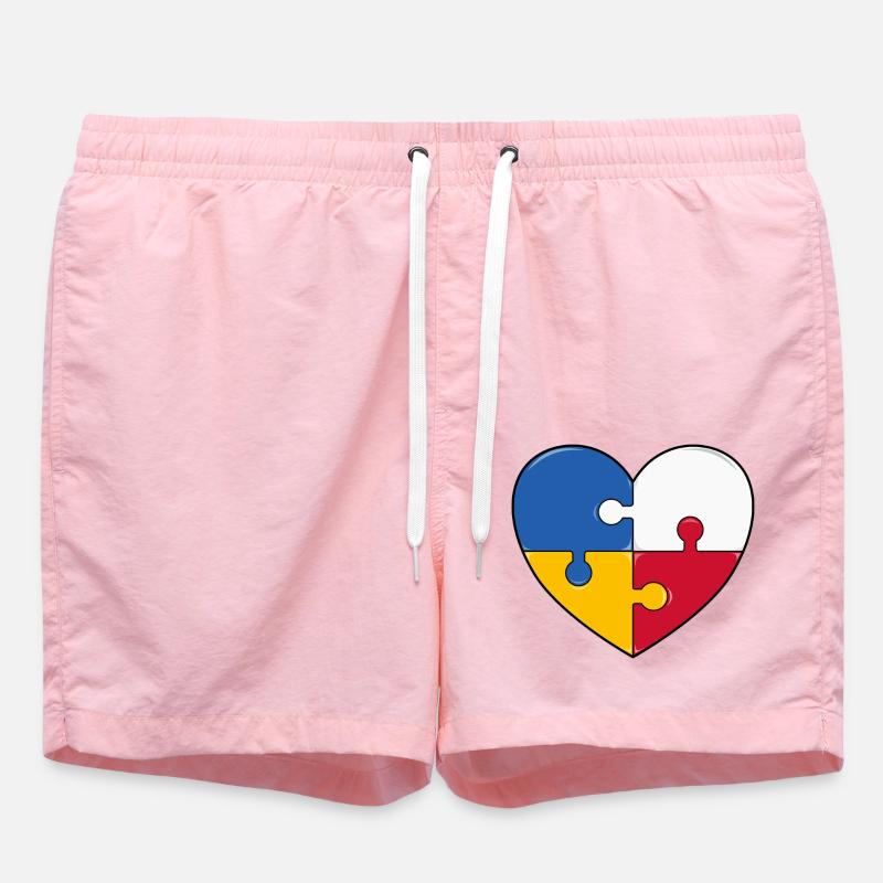 Ukraine Pologne Drapeau Jigsaw Puzzle - Short de bain - rose