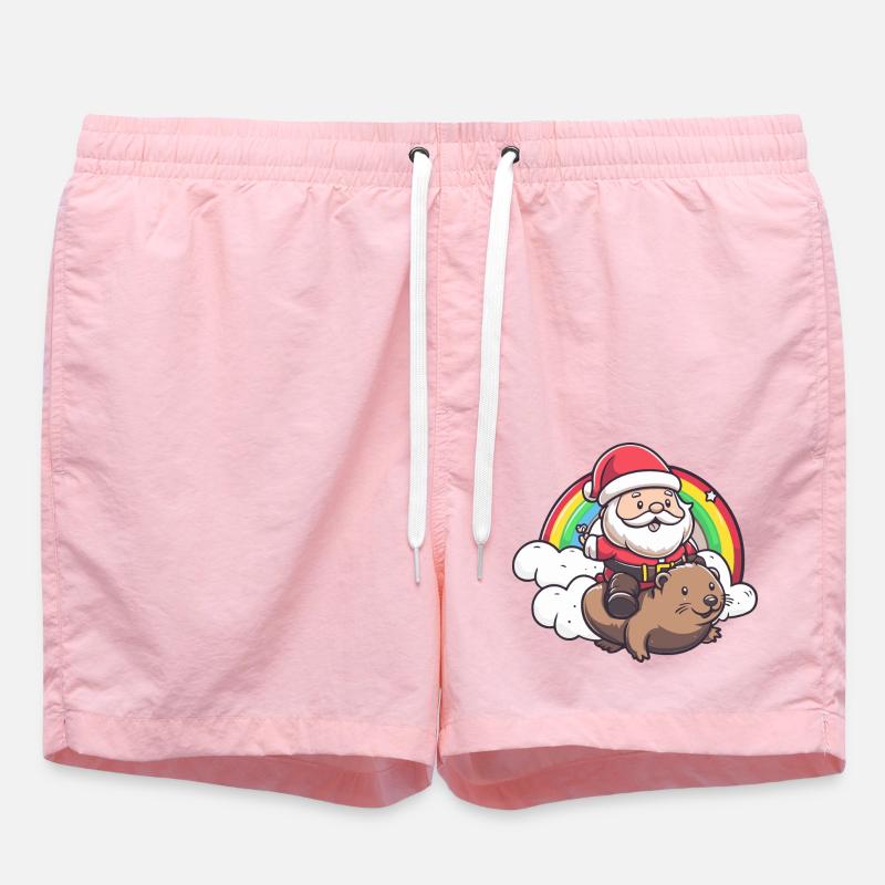 Biber Weihnachtsmann Regenbogen - Badeshorts - Pink