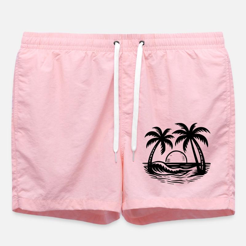 Palmier à la plage - Short de bain - rose