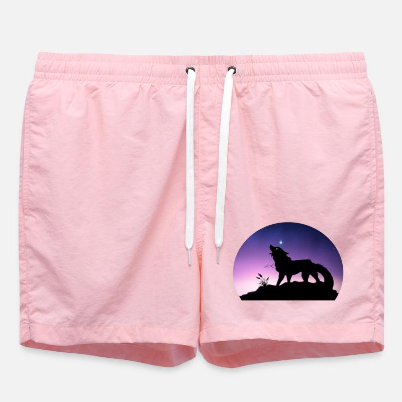 Die Reise eines Sternenwolfs - Silouhette Nocturne - Badeshorts - Pink