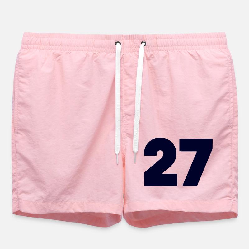 Bold 27 Numeric Emblem - Swim Trunks - pink