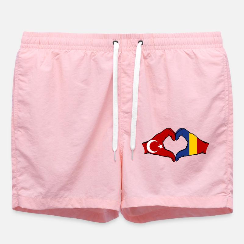 Turkey Romania Hands Heart Shape - Swim Trunks - pink