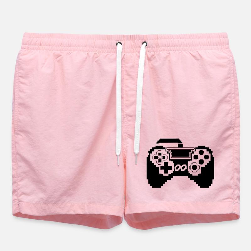 Gamepad Pixel Graphics - Swim Trunks - pink