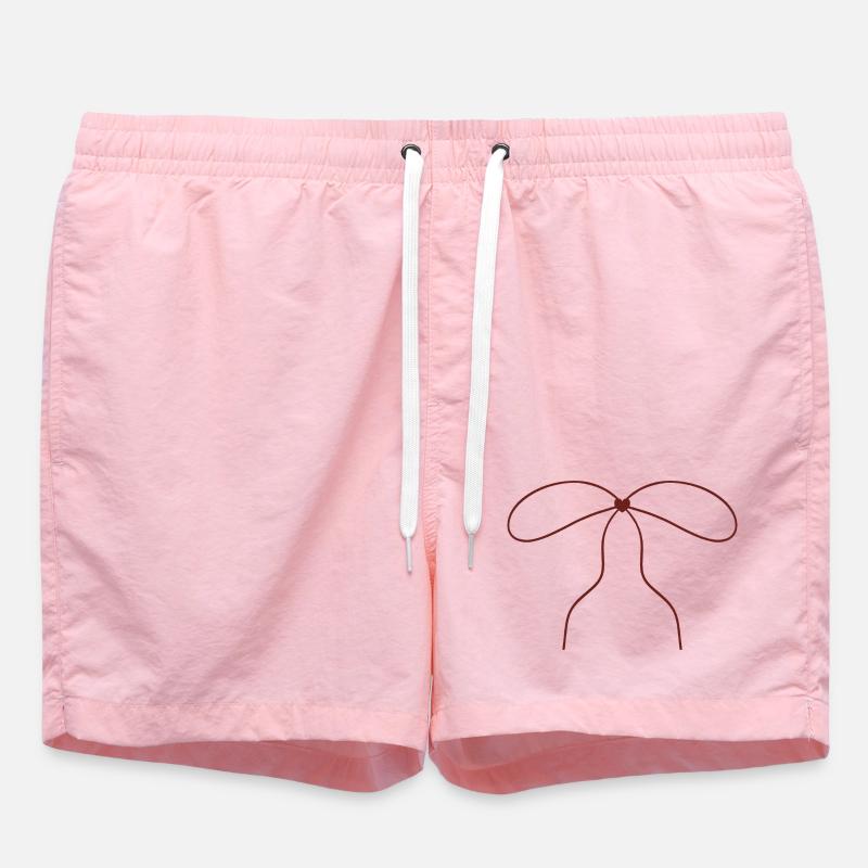 Continuous Bow Line Art - Swim Trunks - pink