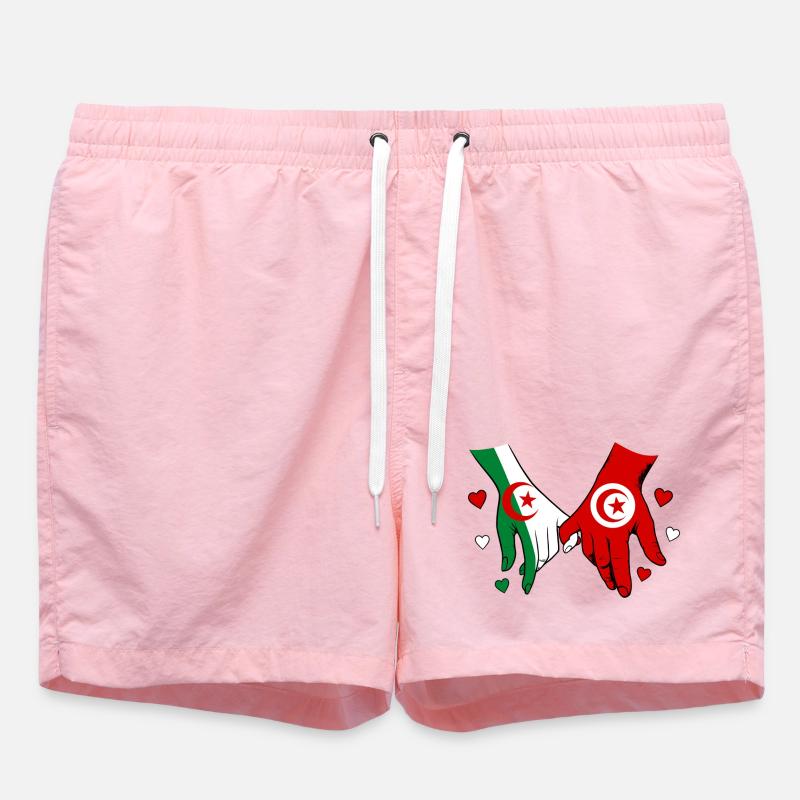 Algérie-Tunisie Drapeau main dans la main - Short de bain - rose