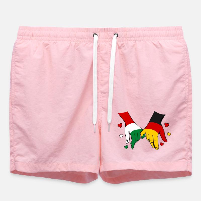Hungary Germany Flags Holding Hands - Swim Trunks - pink