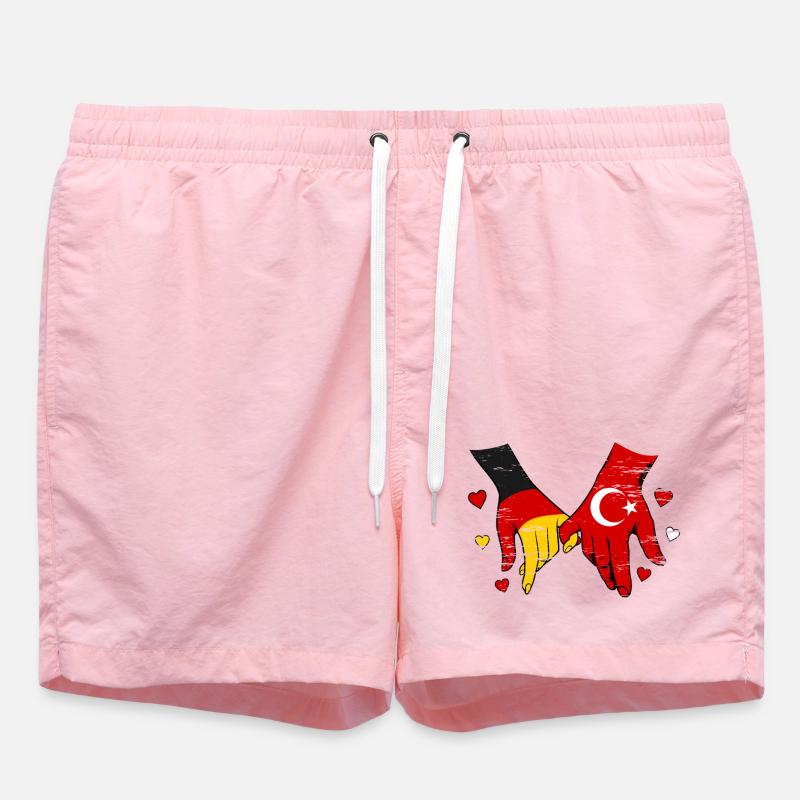 Germany Turkey Flags Holding Hands Used - Swim Trunks - pink