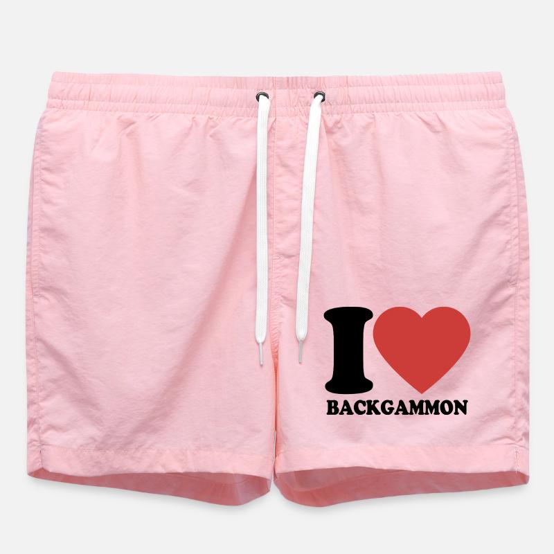 I love Backgammon | Brettspiel | Geschenk - Badeshorts - Pink