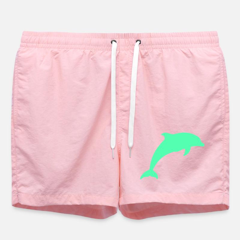 Glowing Dolphin Silhouette - Swim Trunks - pink