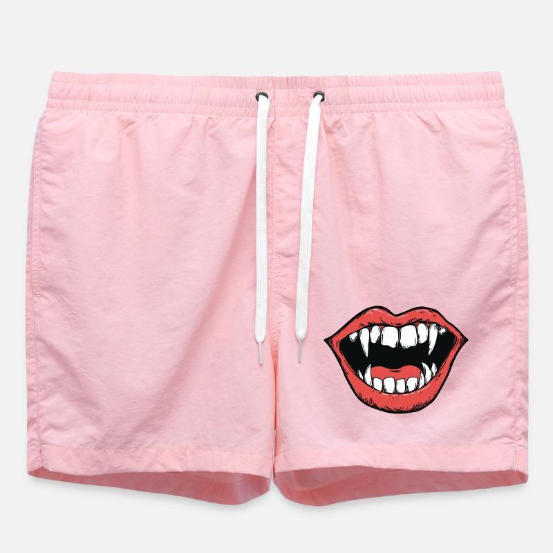 vampire mouth, sharp teeth, bite - Swim Trunks - pink