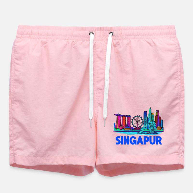 Skyline de Singapour - Short de bain - rose
