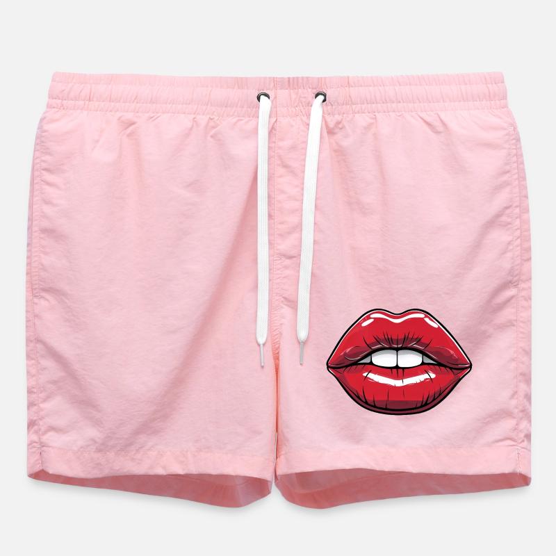 Kissable Lips Comic Style Lip Red - Swim Trunks - pink