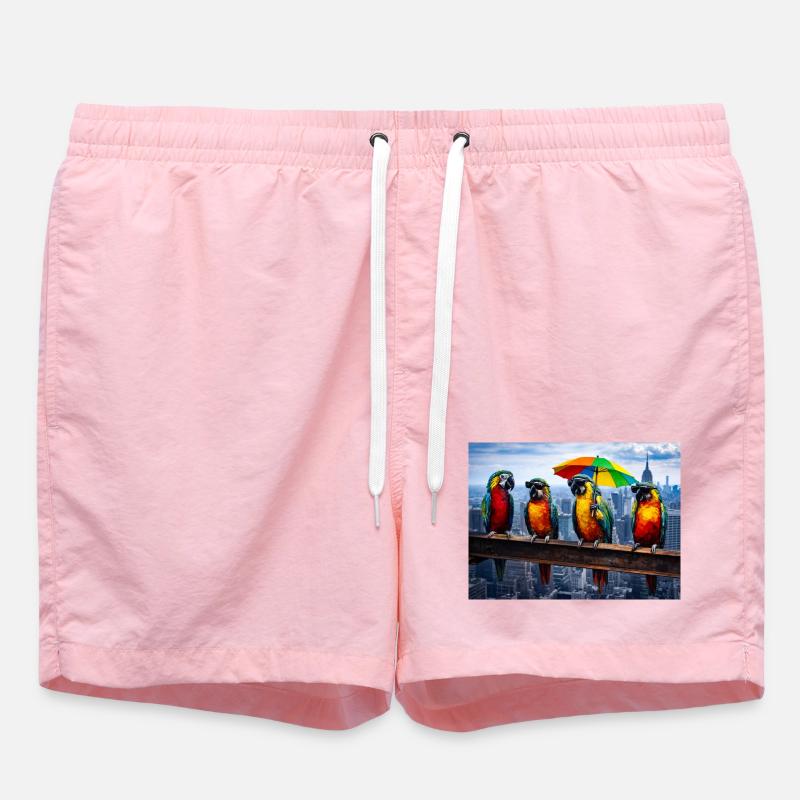 Parade de perroquets avec parapluie arc-en-ciel - Short de bain - rose