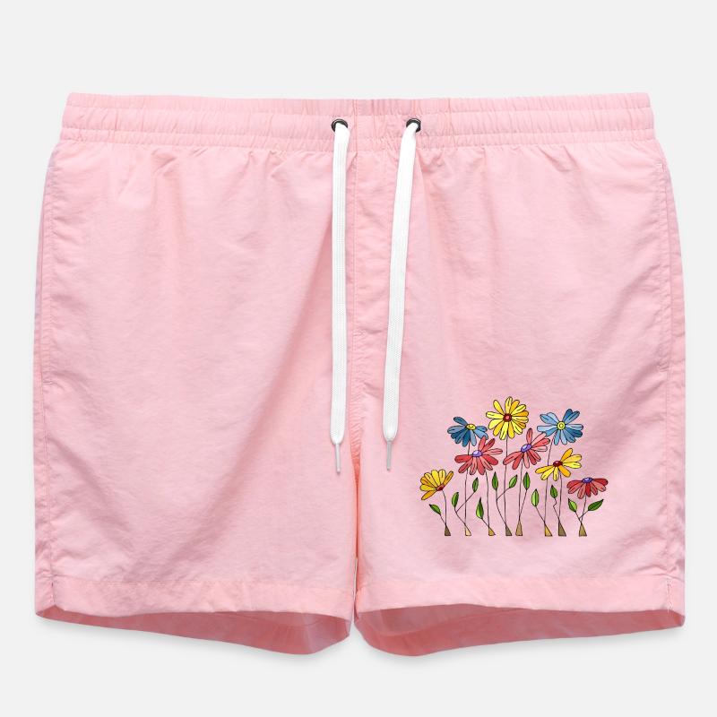 Flowers - Swim Trunks - pink