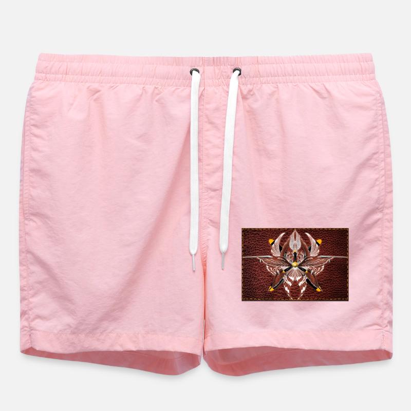 Firewing Mandala on Leather Look - Swim Trunks - pink