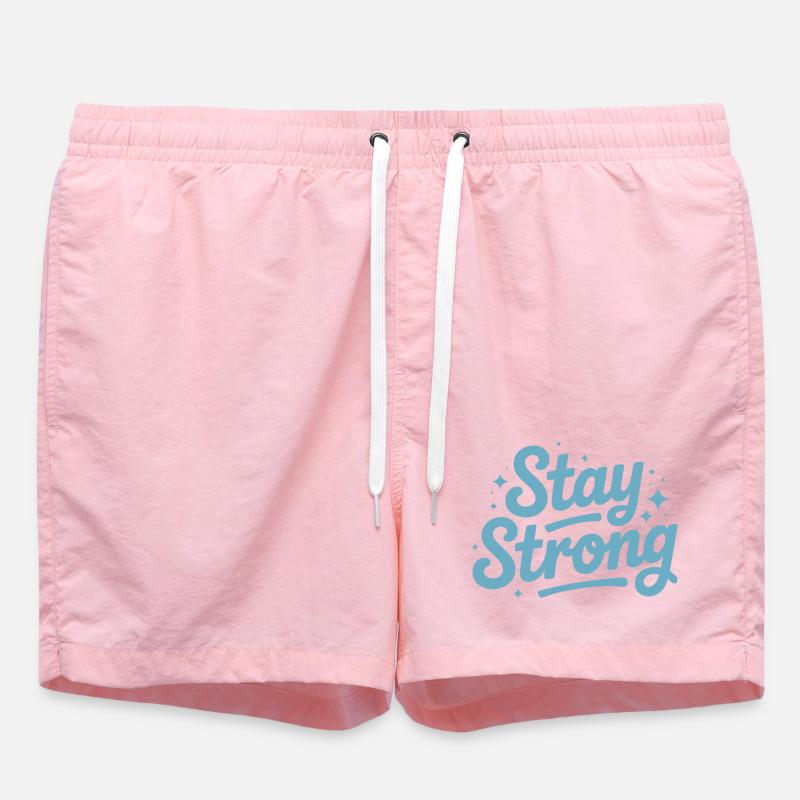 Stay Strong Script with Stars - Swim Trunks - pink