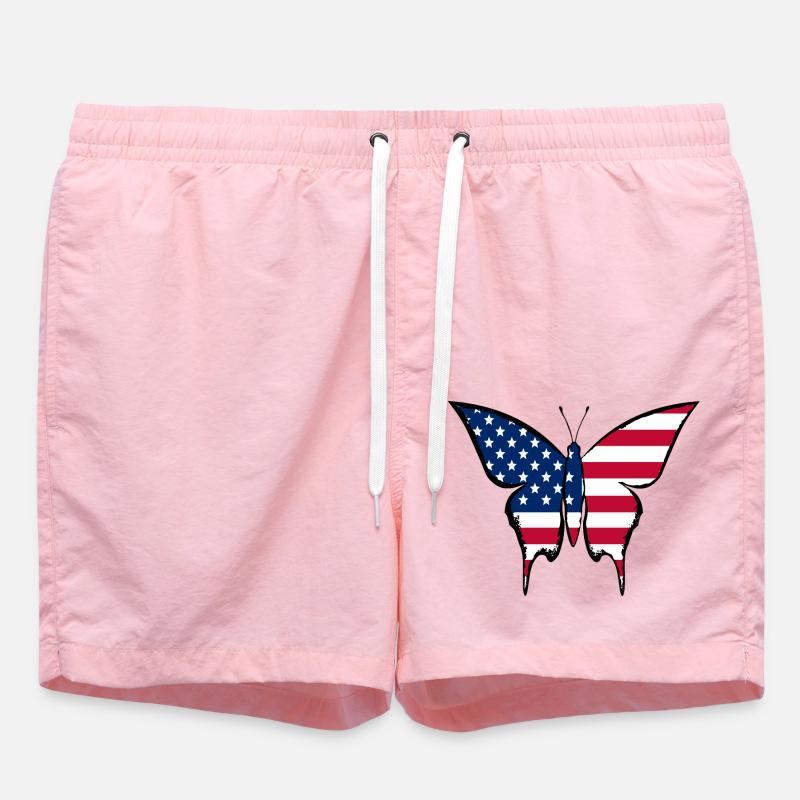 Drapeau des États-Unis papillon - Short de bain - rose