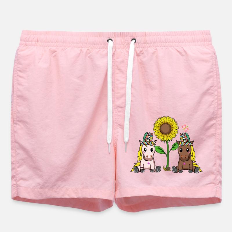 Tournesol Hippie Cheval Chevaux Cavalier - Short de bain - rose