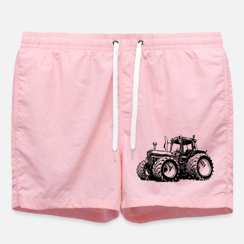 Powerful tractor silhouette - Swim Trunks - pink