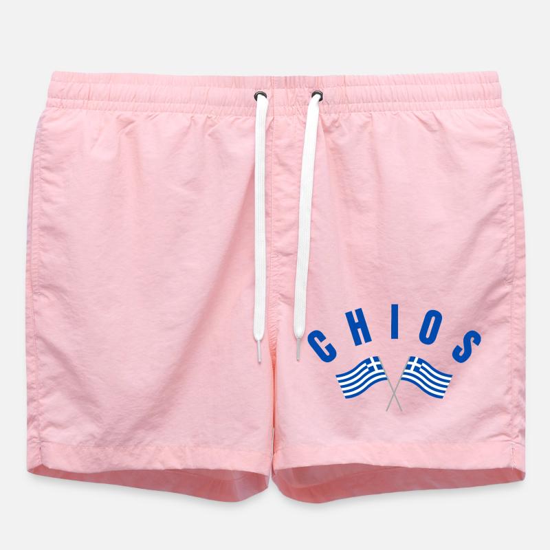 Chios-kreuzte griechische Flaggen - Badeshorts - Pink