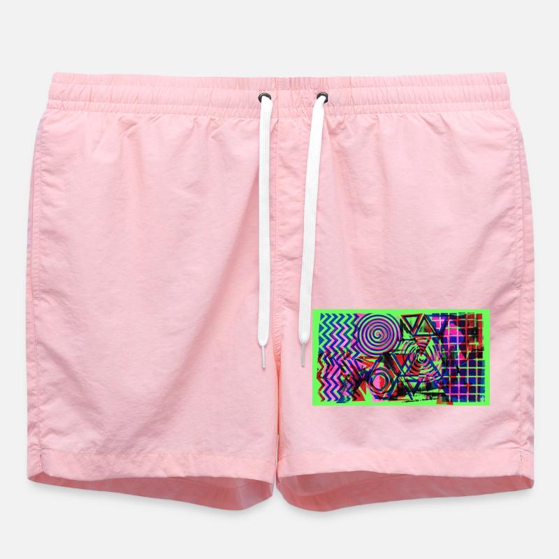 Neon Geometry Chaos - Swim Trunks - pink